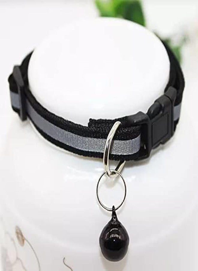 Pups&Pets Reflective Safe Pets Collar with Bells Adjustable Length Puppy Collar Reflected Sot Nylon Collar for Puppy and Cat (Black) - Image 3
